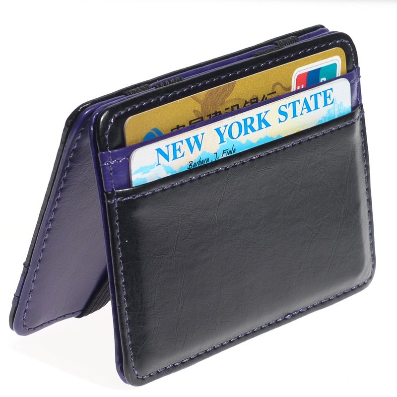 CKLT Men's Fashion Magic Money Clip Leather Minimalistic Slim Wallet Purple - Image 2